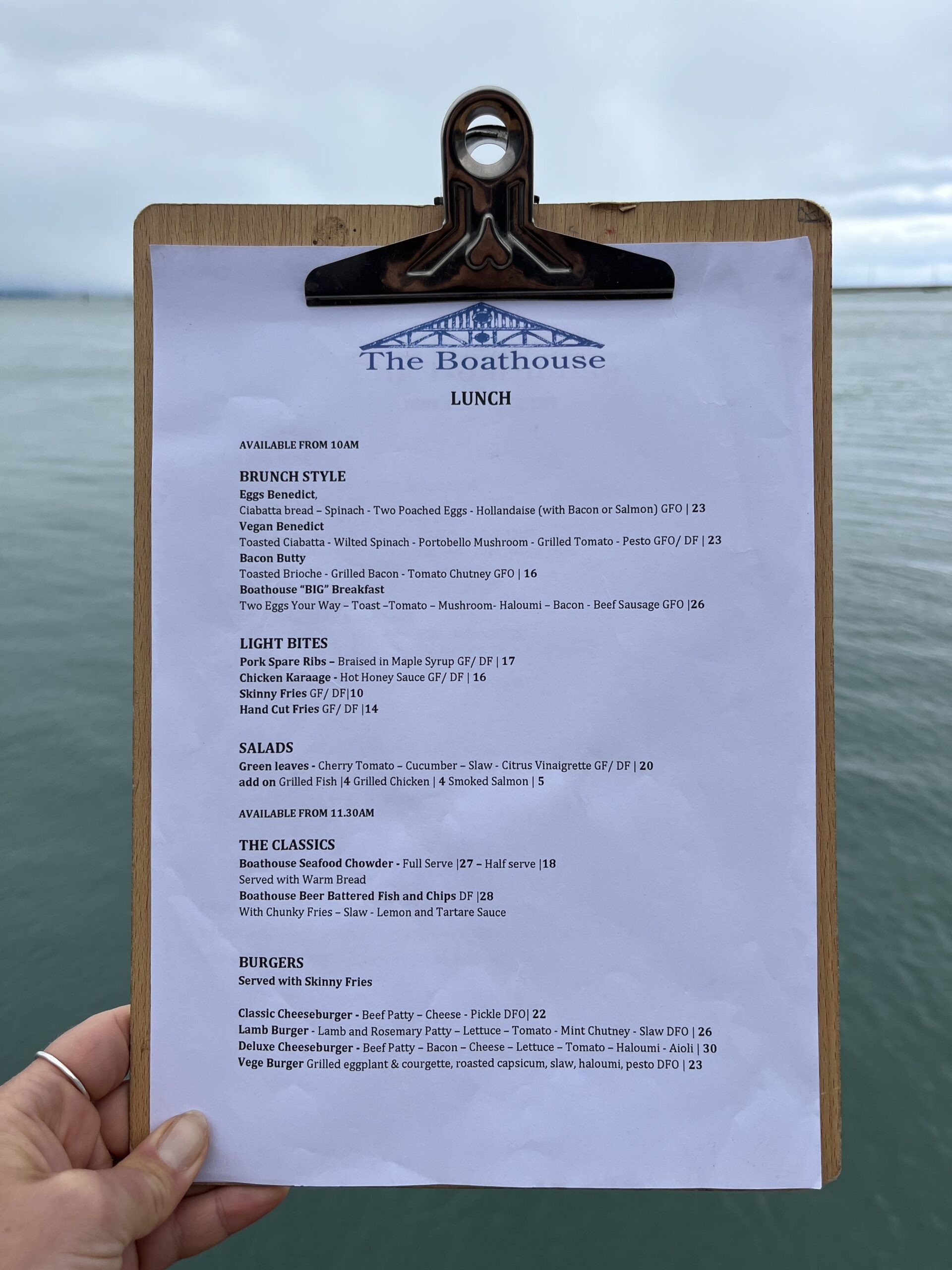 lunch menu the boathouse